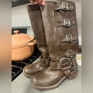 White Fox Tatum Biker Boots Brown